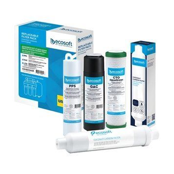 Комплект з 4 картриджів для фільтра зворотного осмосу Ecosoft Absolute без мінералізатора &mdash; фото товару
